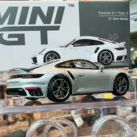 MINI GT 1/64 Porsche 911 Turbo S GT Silver Metallic RHD MGT00354-R