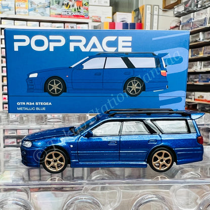 POPRACE 1/64 GTR R34 Stagea Bayside Blue PR64-NR34-STBL