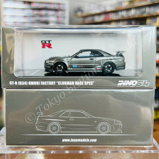 INNO64 1/64 NISSAN SKYLINE GT-R (R34) OMORI FACTORY "CLUBMAN RACE SPEC" IN64-R34-OFCRS