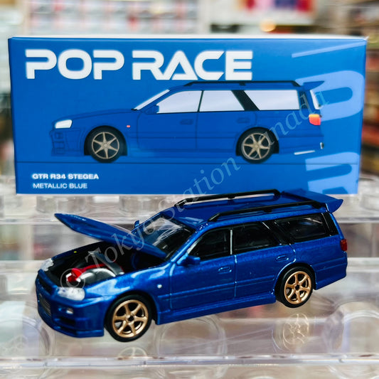 POPRACE 1/64 GTR R34 Stagea Bayside Blue PR64-NR34-STBL