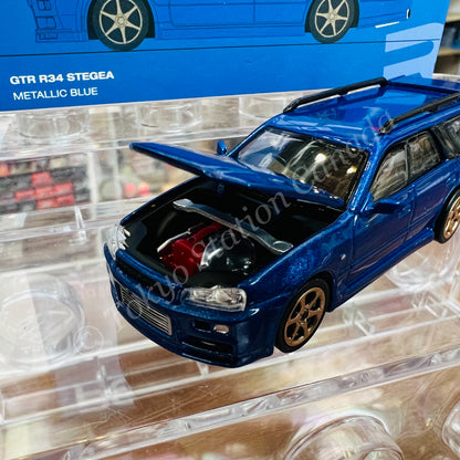 POPRACE 1/64 GTR R34 Stagea Bayside Blue PR64-NR34-STBL