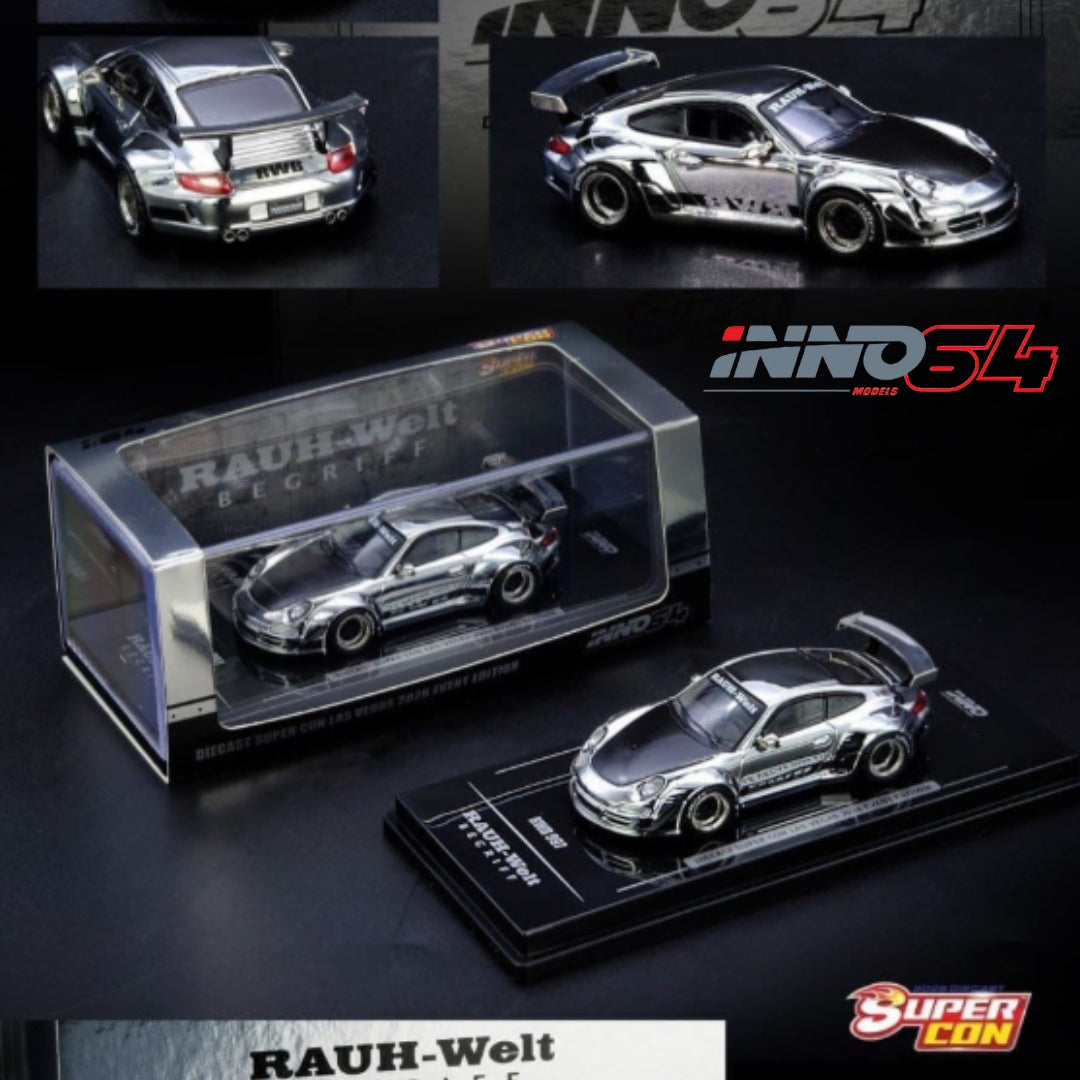 INNO64 RWB 997 Chrome Silver DIECAST SUPER CON Las Vegas 2026 Event Edition IN64-RWB997-DSCLV26 **Limited to ONE per customer**