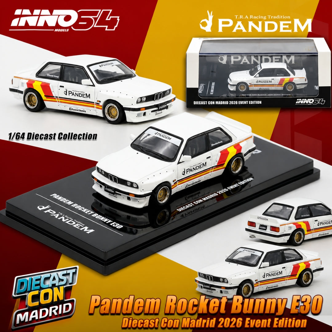 INNO64 PANDEM ROCKET BUNNY E30 White Matt DIECAST CON MADRID 2026 Event Edition IN64-E30P-DCM **Limited to ONE per customer**