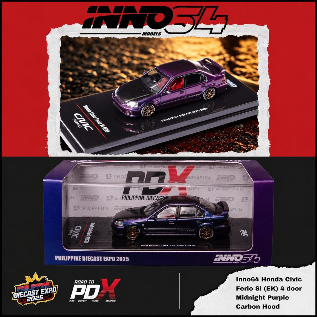 INNO64 HONDA CIVIC FERIO Si (EK) Midnight Purple Philippine Diecast Expo 2025 IN64-EKS-MP-PDX25 **Limited to ONE per customer**