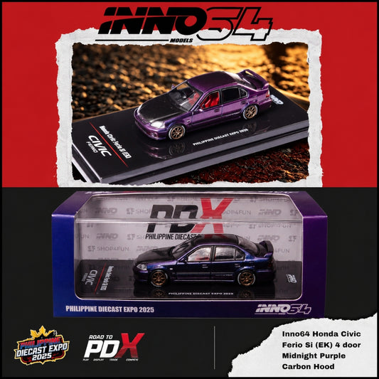 INNO64 HONDA CIVIC FERIO Si (EK) Midnight Purple Philippine Diecast Expo 2025 IN64-EKS-MP-PDX25 **Limited to ONE per customer**