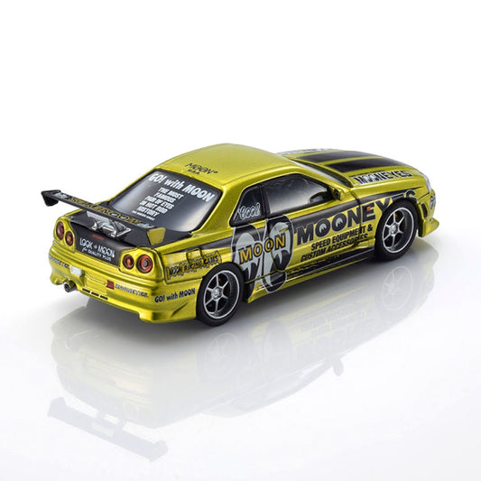 PREORDER KYOSHO 1/64 Nissan Skyline GT-R (R34) MOONEYES (1) with LED (Designed by MONNEYES)  07134LM1 (Approx. Release Date: Q4 2026 and subject to the manufacturer's final decision)