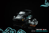 PREORDER Motorhelix 1/64 RWB 964 Black SILVER-FENIX with 1/64 magnetic air-cooled engine M62102 (Approx. Release Date: Q3 2026 and subject to the manufacturer's final decision)