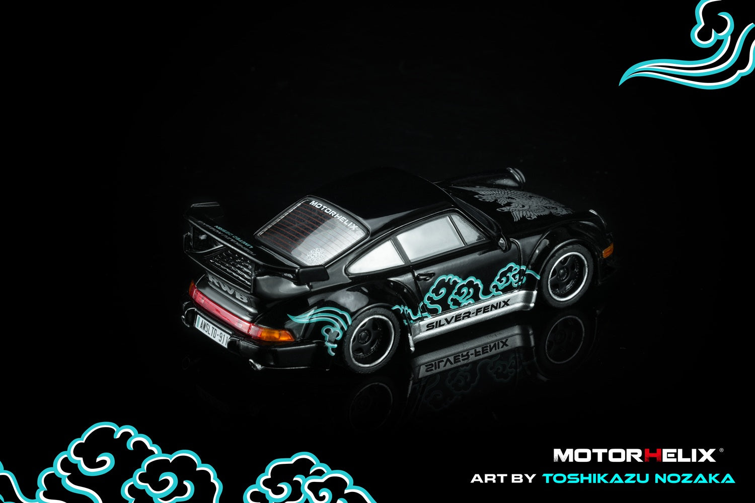 PREORDER Motorhelix 1/64 RWB 964 Black SILVER-FENIX with 1/64