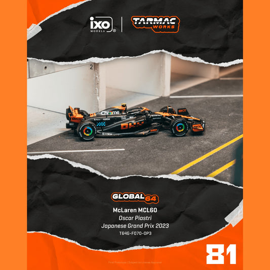 PREORDER TARMAC GLOBAL64 1/64 McLaren MCL60 Japanese Grand Prix 2023 Oscar Piastri T64G-F070-OP3 (Approx. Release Date :  JUNE 2026 subject to manufacturer's final decision)