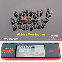 MINI GT 1/64 Oracle Red Bull Racing RB18 #1 Max Verstappen 2022 Abu Dhabi GP Pit Crew Set MGTS0007