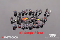 MINI GT 1/64 Oracle Red Bull Racing RB18 #11 Sergio Pérez 2022 Abu Dhabi GP Pit Crew Set MGTS0008