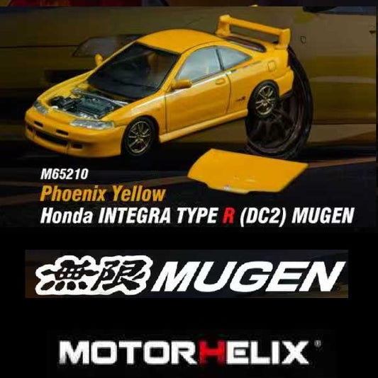 PREORDER Motorhelix 1/64 Honda INTEGRA TYPE R (DC2) MUGEN - Phoenix Yellow M65210 (Approx. Release Date: Q2 2026 and subject to the manufacturer's final decision)