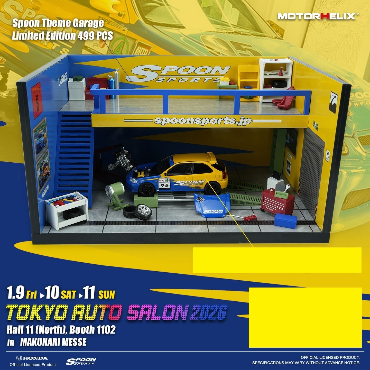 Motorhelix 1/64 Spoon Sports Garage Diorama TAS 2026 M90213 **Diecast car not included**