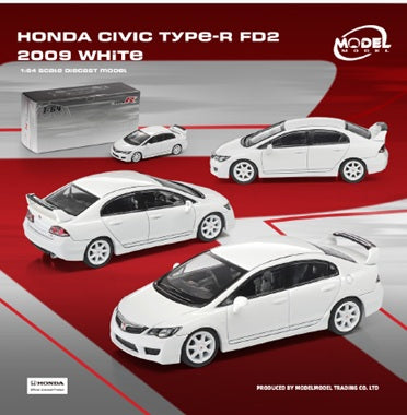 PREORDER MODELMODEL 1/64 Honda Civic Type-R FD2 2009 White (Paper Box) MM64-FD2-001A (Approx. Release Date: Q4 2026 and subject to the manufacturer's final decision)