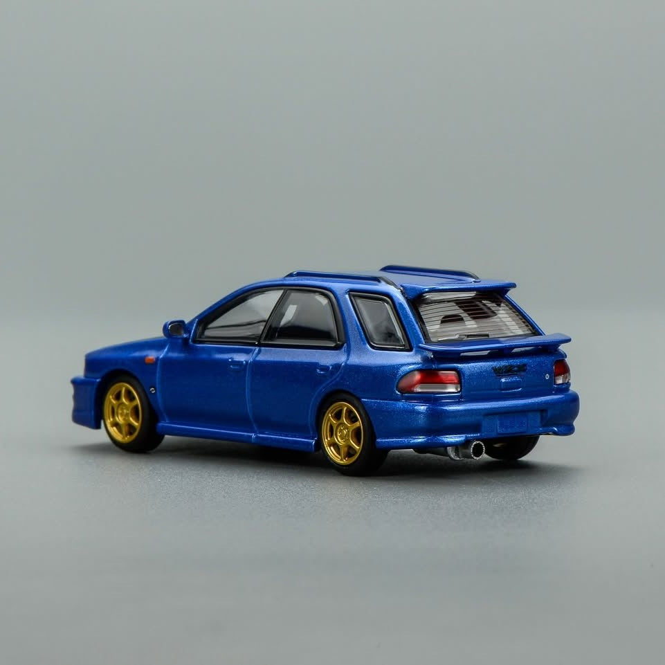 MOTORHELIX 1/64 SUBARU Impreza Wagon WRX STi Ver. VI Rally Blue with Carbon Fiber Hood M67108