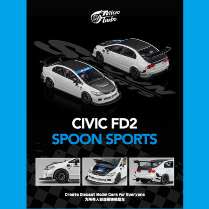 Micro Turbo 1/64 Custom FD2 Spoon - Metallic White MT6411B1