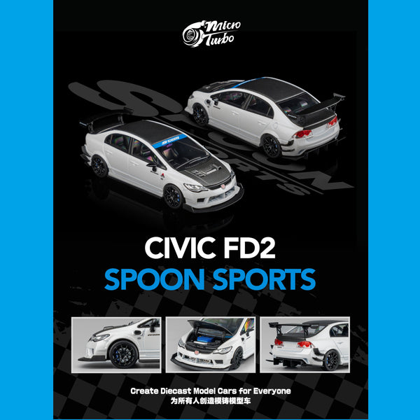 Micro Turbo 1/64 Custom FD2 Spoon - Metallic White MT6411B1