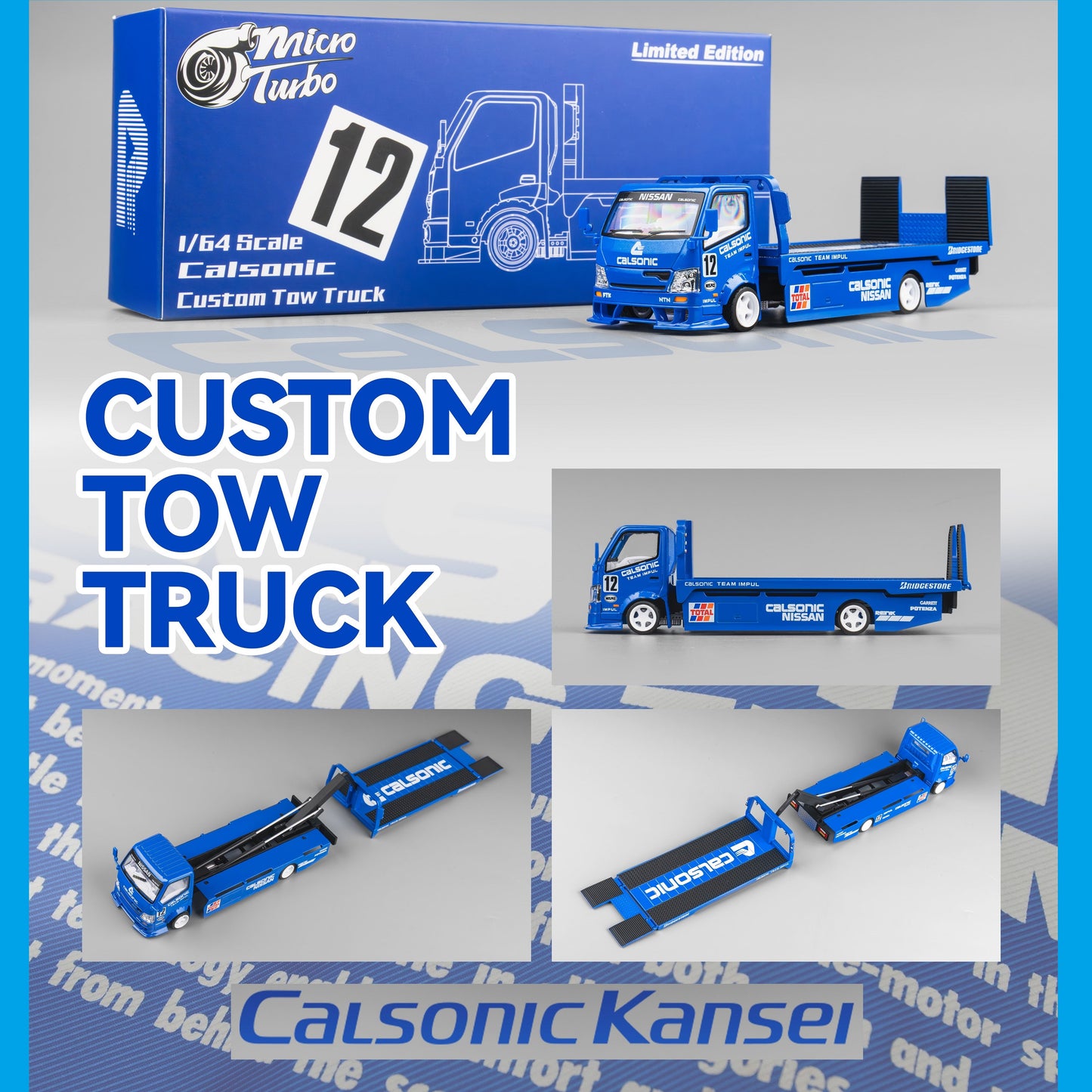 Micro Turbo 1/64 Custom Tow Truck - Calsonic MT6405A10