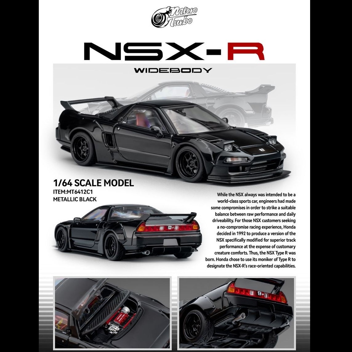 Micro Turbo 1/64 Custom NSX Wide Body Black MT6412C1