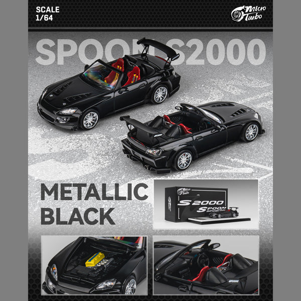 PREORDER Micro Turbo 1/64 Custom S2000 Spoon - Metallic Black MT6408C2 (Approx. Release Date : Q2 2025 subject to manufacturer's final decision)