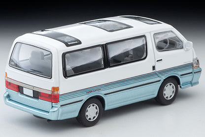 TOMYTEC TLVN 1/64 Toyota Hiace Wagon Super Custom (White / Light Blue) 1990 LV-N208d