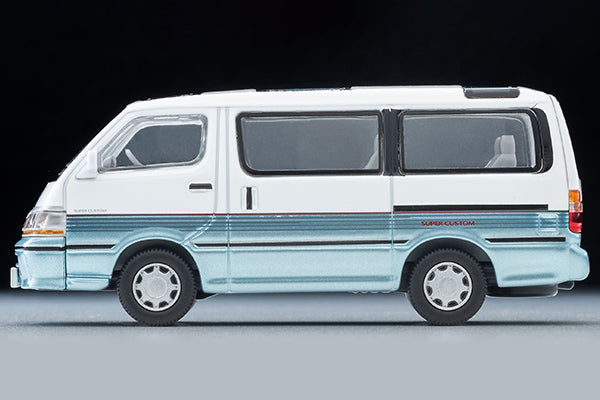 TOMYTEC TLVN 1/64 Toyota Hiace Wagon Super Custom (White / Light Blue) 1990 LV-N208d