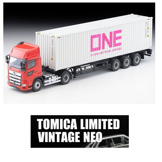 TOMYTEC TLVN 1/64 Hino Profia 40ft marine container trailer (Toho Sharyo TC36H1C34) Ocean Network Express Gray Container LV-N292d