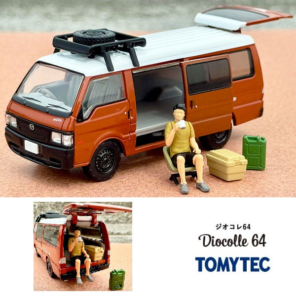 TOMYTEC TLVN 1/64 Mazda Bongo Brawny Van Custom Specification (Brown) Roof Carrier, Figure Included LV-N310d