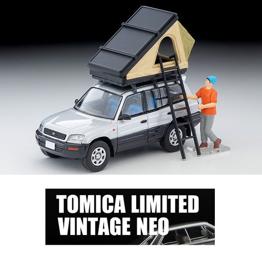 TOMYTEC TLVN 1/64 Toyota RAV4J V (silver) with tent and figure LV-N354c