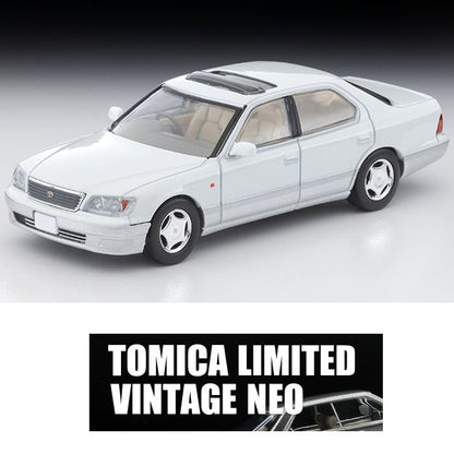 PREORDER TOMYTEC TLVN 1/64 Toyota Celsior C-Spec F Package (Pearl White/Silver) 1997 LV-N356a (Approx. Release Date : FEB 2026 subject to manufacturer's final decision)