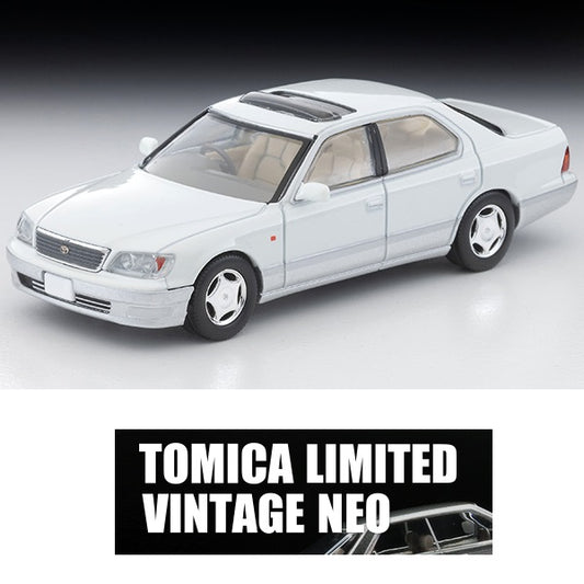 PREORDER TOMYTEC TLVN 1/64 Toyota Celsior C-Spec F Package (Pearl White/Silver) 1997 LV-N356a (Approx. Release Date : FEB 2026 subject to manufacturer's final decision)