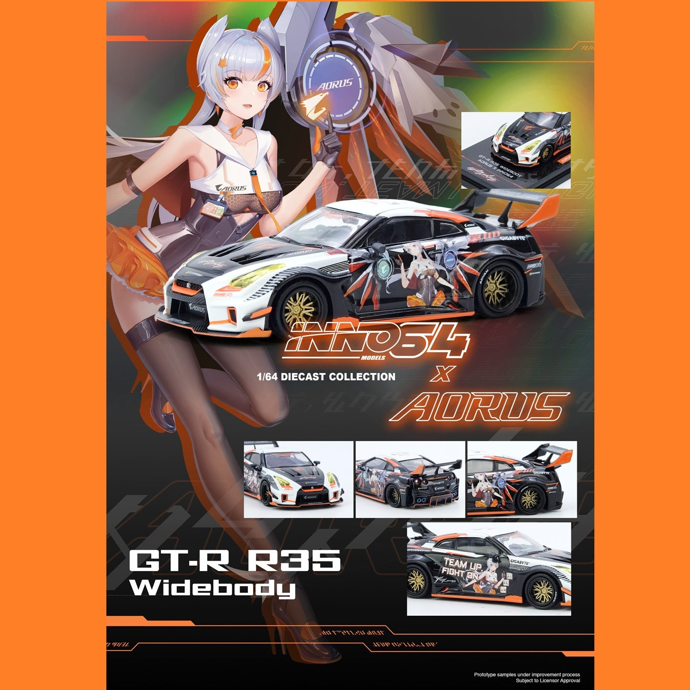 INNO64 1/64 GT-R R35 WIDEBODY AORUS X INNO64 Limited Edition IN64-R35LB-AORUS