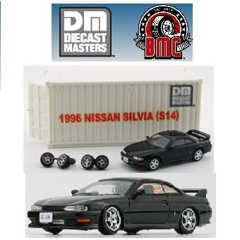 BM Creations x Diecast Master 1/64 Nissan Silvia S14 with Plastic Container BLACK RHD DM64001