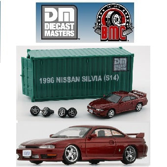 BM Creations x Diecast Master 1/64 Nissan Silvia S14 with Plastic Container RED RHD DM64003