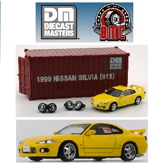BM Creations x Diecast Master 1/64 Nissan Silvia S15 with Plastic Container YELLOW RHD DM64009