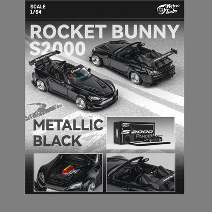 Micro Turbo 1/64 Custom S2000 Rocket Bunny - Metallic Black MT6408B3