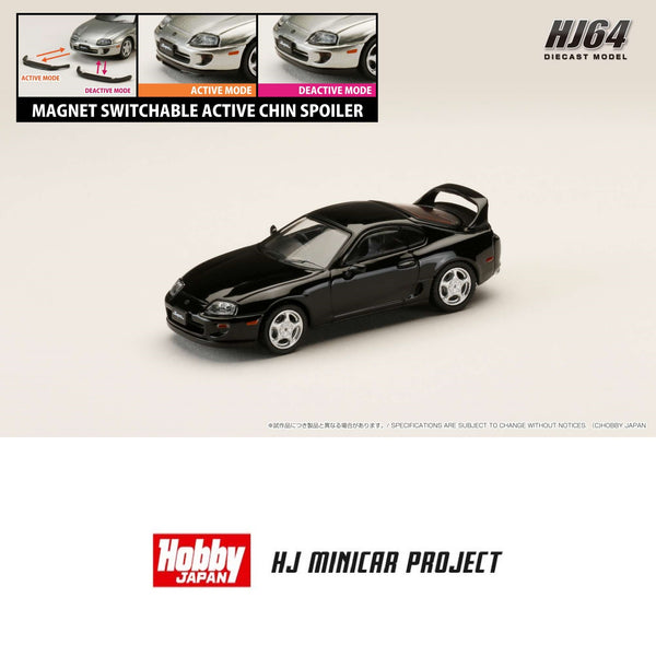PREORDER HOBBY JAPAN 1/64 Toyota SUPRA RZ (JZA80) with Active Spoiler Parts Black HJ642042BK (Approx. Release Date : Q2 2024 subjects to the manufacturer's final decision)