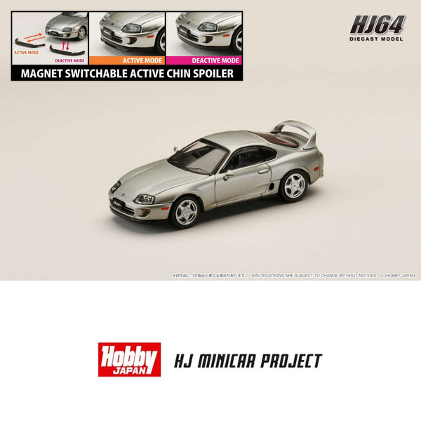 PREORDER HOBBY JAPAN 1/64 Toyota SUPRA RZ (JZA80) with Active Spoiler Parts Silver HJ642042S (Approx. Release Date : Q2 2024 subjects to the manufacturer's final decision)