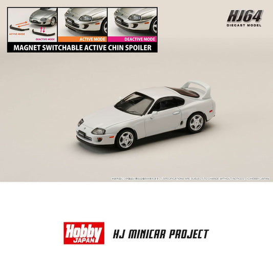 HOBBY JAPAN 1/64 Toyota SUPRA RZ (JZA80) with Active Spoiler Parts White HJ642042W