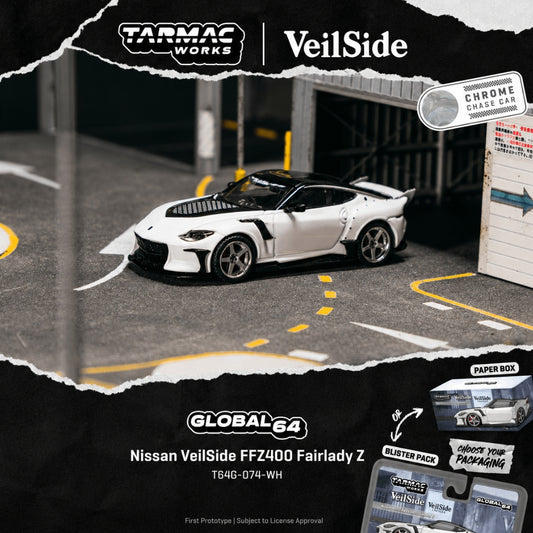 PREORDER Tarmac Works 1/64 Nissan VeilSide FFZ400 Fairlady Z White T64G-074-WH (Approx. Release Date :  Q4 2026 subject to manufacturer's final decision) **Chase cars are randomly packed**