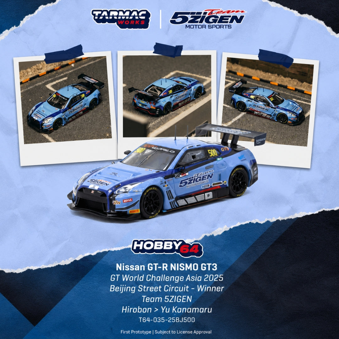 PREORDER TARMAC WORKS 1/64 Nissan GT-R NISMO GT3 GT World Challenge Asia 2025 Beijing Street Circuit - Winner TEAM 5ZIGEN  T64-035-25BJ500 (Approx. Release Date :  Q4 2026 subject to manufacturer's final decision)
