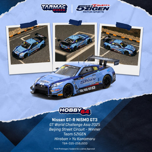 PREORDER TARMAC WORKS 1/64 Nissan GT-R NISMO GT3 GT World Challenge Asia 2025 Beijing Street Circuit - Winner TEAM 5ZIGEN  T64-035-25BJ500 (Approx. Release Date :  Q4 2026 subject to manufacturer's final decision)