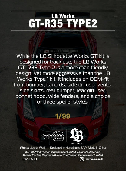 TARMAC WORKS Tarmac Cards LB Liberty Walk Collection Vol.1 Special Parallel LW-TA-13 Nissan R35 Type2 (Hanabi/99) - Special Edition