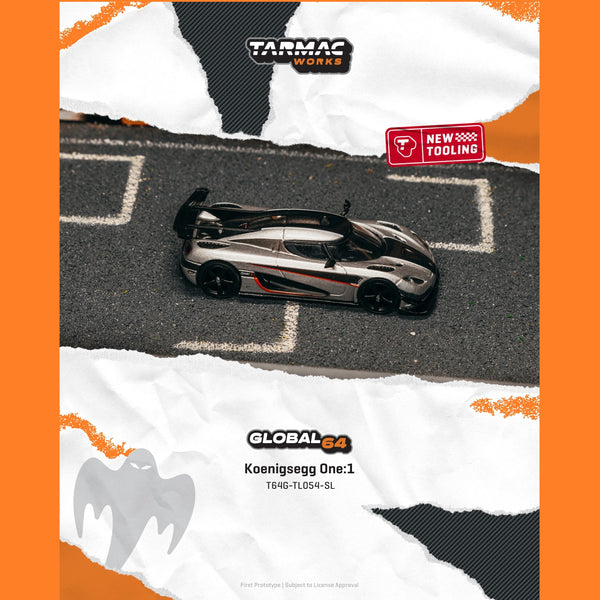 PREORDER TARMAC WORKS GLOBAL64 1/64 Koenigsegg One:1 Silver T64G-TL054-SL (Approx. Release Date :  APR 2026 subject to manufacturer's final decision)