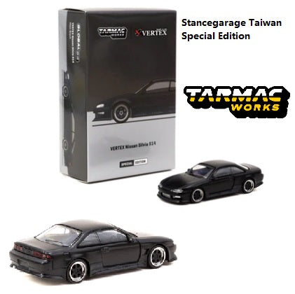 TARMAC WORKS GLOBAL64 1/64 VERTEX Nissan Silvia S14 Matt Black - 4th Stancegarage Taiwan Special Edition