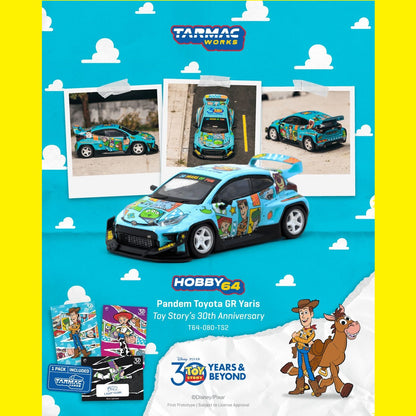 PREORDER Tarmac Works HOBBY64 1/64 Pandem Toyota GR Yaris Toy Story - 30th Anniversary Model Car + Trading Cards Combo Set T64-080-TS2 (Approx. Release Date :  JUNE 2026 subject to manufacturer's final decision)