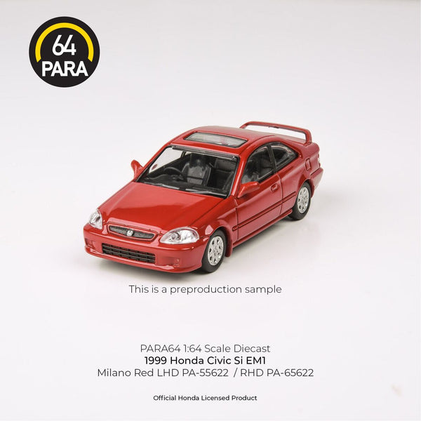 PARA64 1/64 1999 Honda Civic Si EM1 – Milano Red LHD PA-55622