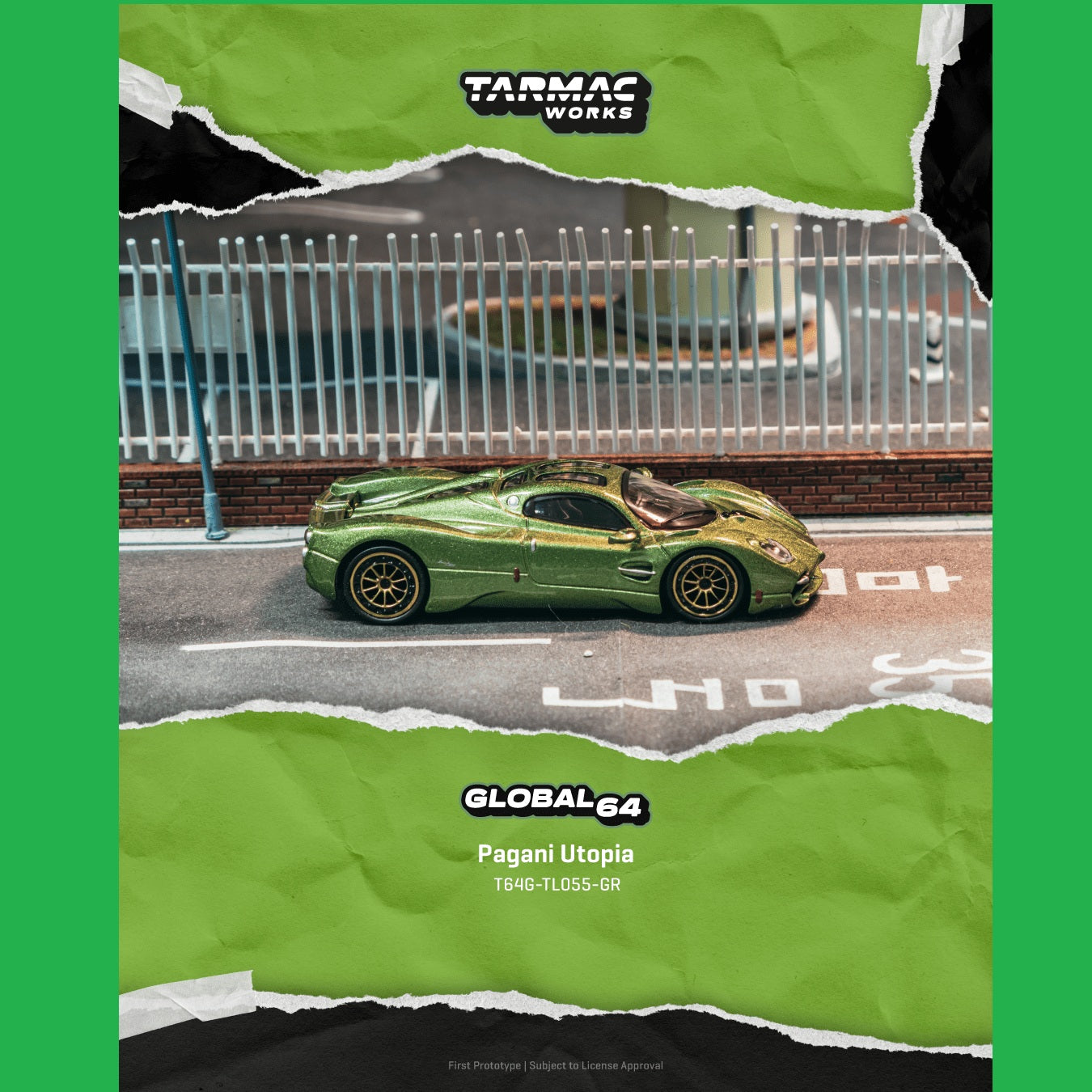 PREORDER TARMAC GLOBAL64 1/64 Pagani Utopia Green Metallic T64G-TL055-GR (Approx. Release Date :  JUNE 2026 subject to manufacturer's final decision)