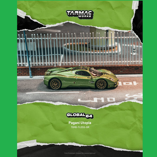 PREORDER TARMAC GLOBAL64 1/64 Pagani Utopia Green Metallic T64G-TL055-GR (Approx. Release Date :  JUNE 2026 subject to manufacturer's final decision)
