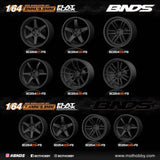 BNDS 1/64 ABS Wheel & Tire Set of 10 (FB) FLAT BLACK